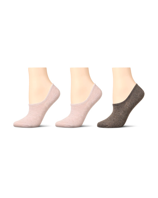 3 Pair Women's Silky-Soft No Show Rayon Blend Sneaker Liners : Color: Pink Heather Multi