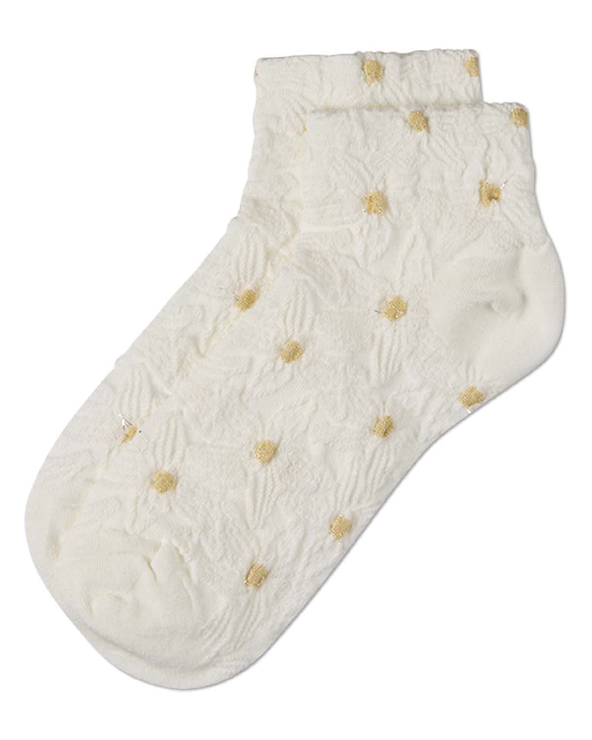 Women's Cotton-Rich Floral 3D-Textured Shortie Ankle Sock