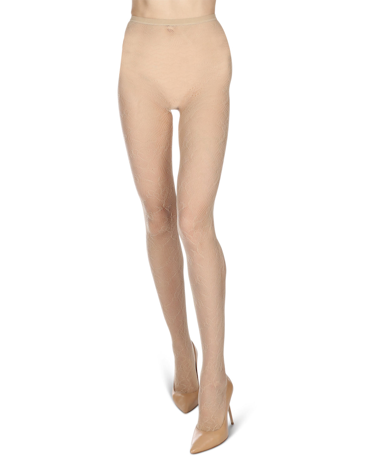 Feminine Floral Netted Breathable Tights : Color: Steeple Gray