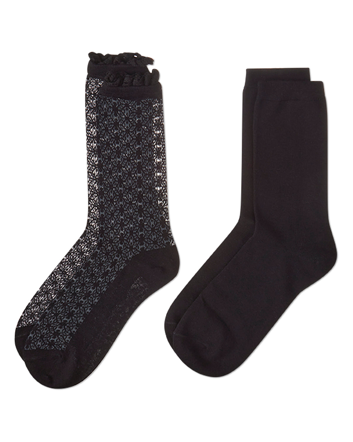 Interlock Wave Cotton Blend Ankle Socks 2-Pack