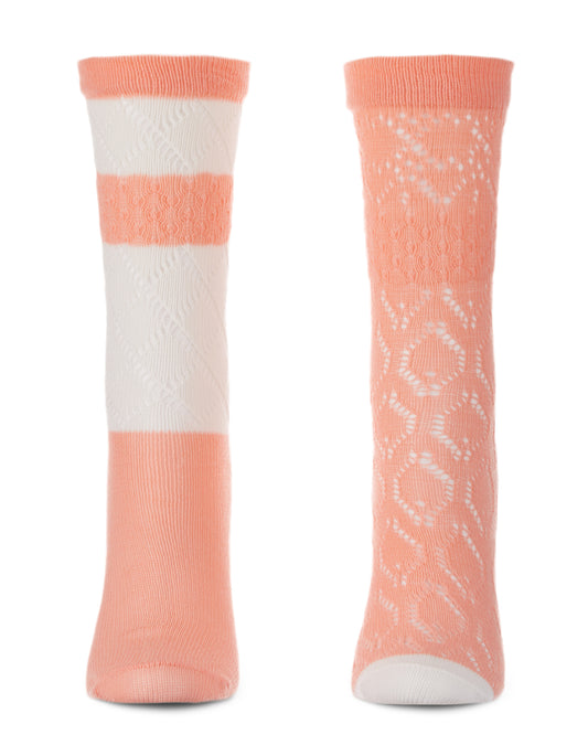 Women's 2 Pair Pack Dew Drops Crew Socks : Color: Peach