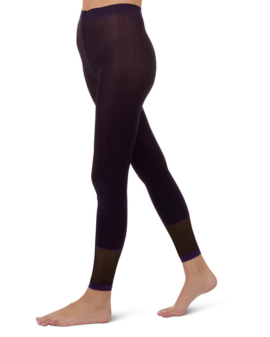 Women's Spunky Herringbone Fashion Footless Tights : Color: Plum Perfect