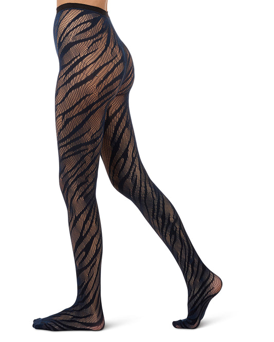 Women's Zebra Net Tights : Color: Blue