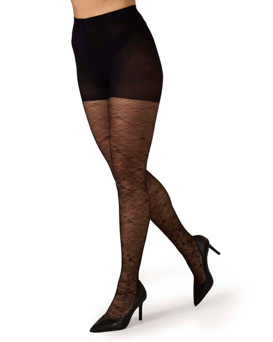 Women's Silky-Sheer Floral Sketch Non-Control Fashion Tights