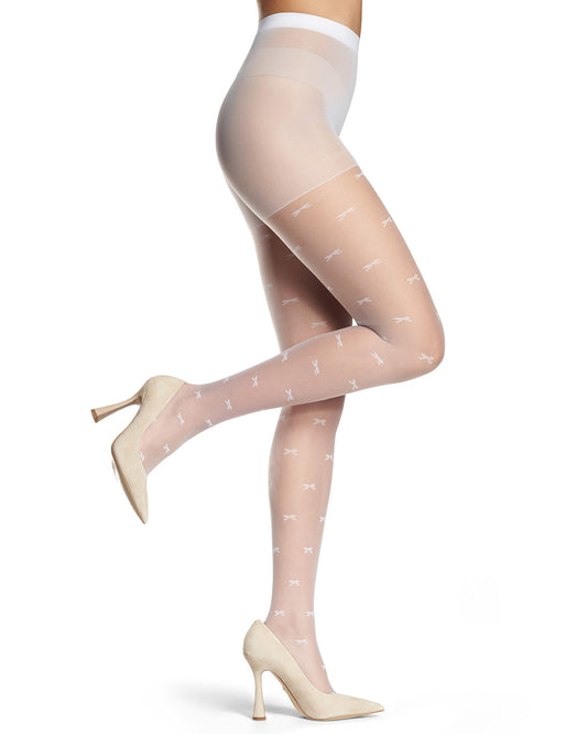 Women's Silky-Sheer Bow-Accent Non-Control Fashion Tights