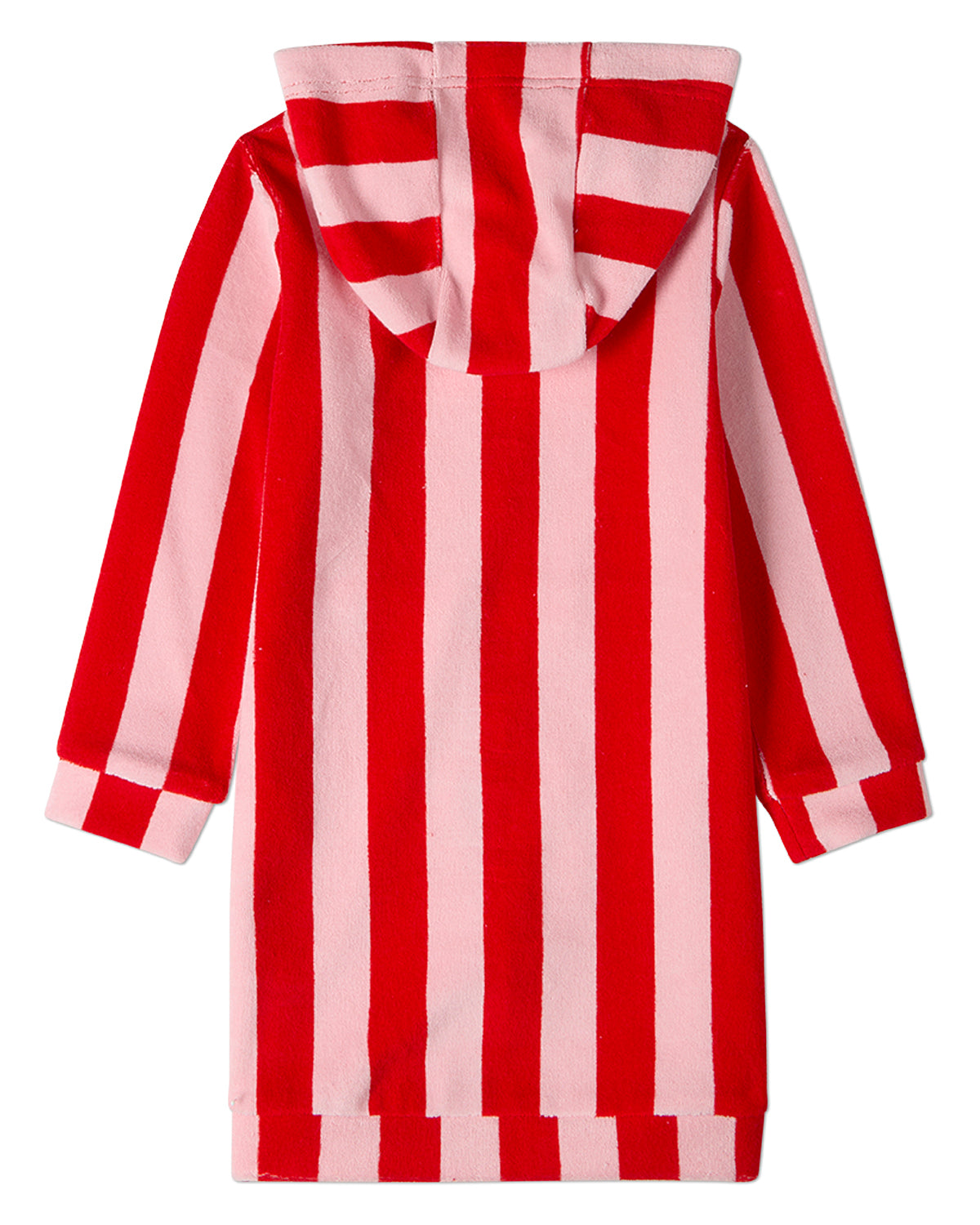 Kids Striped Cotton-Rich Terry Full-Zip Hooded Robe with Pouch Pockets