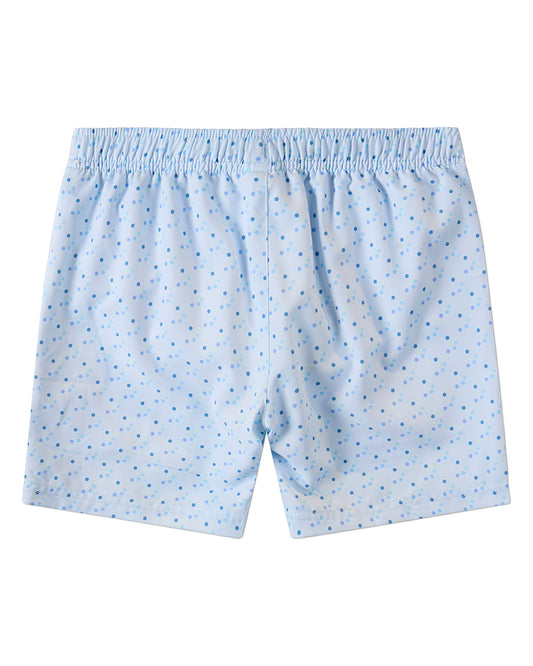 Boys Dot-Print Quick-Dry UPF 50 Swim Trunks with Pockets and M Logo