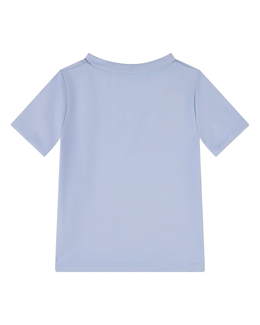 Boys Quick-Drying UPF 50 Short-Sleeve Solid-Blue Rash Guard Swim Tee