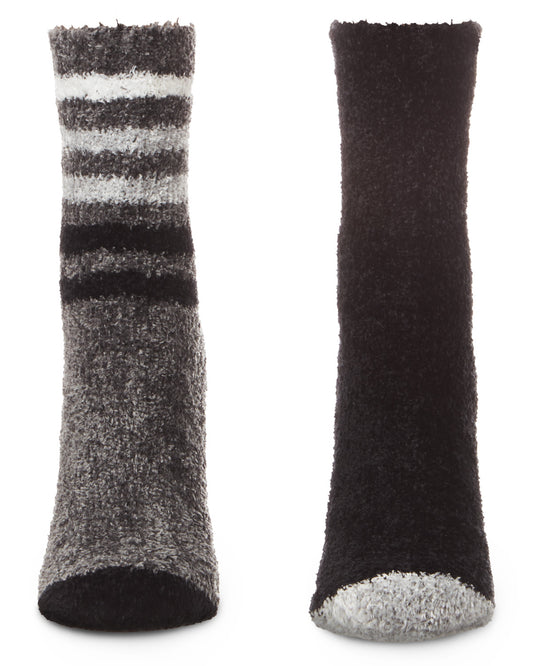 Chenille Multi Striped/Solid Cozy Crew 2 Pair Pack : Color: Castlerock
