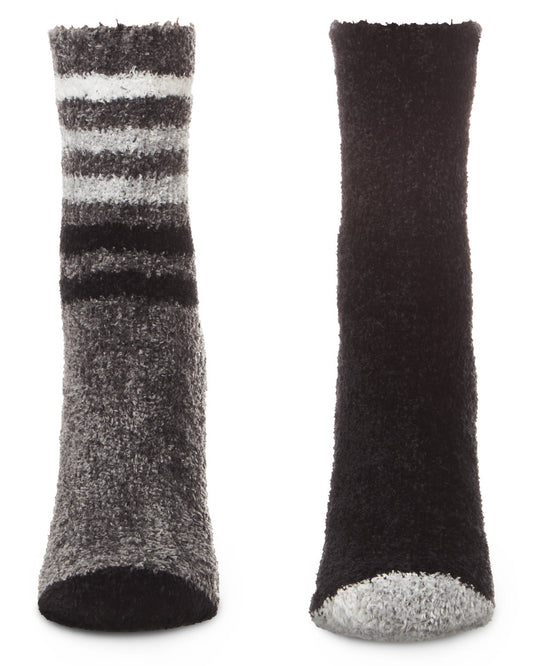 Chenille Multi Striped/Solid Cozy Crew 4 Pair Pack : Color: Castlerock