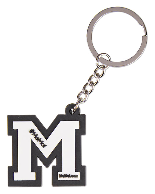 MeMoi "M" Split Ring Keychain : Color: Black-White