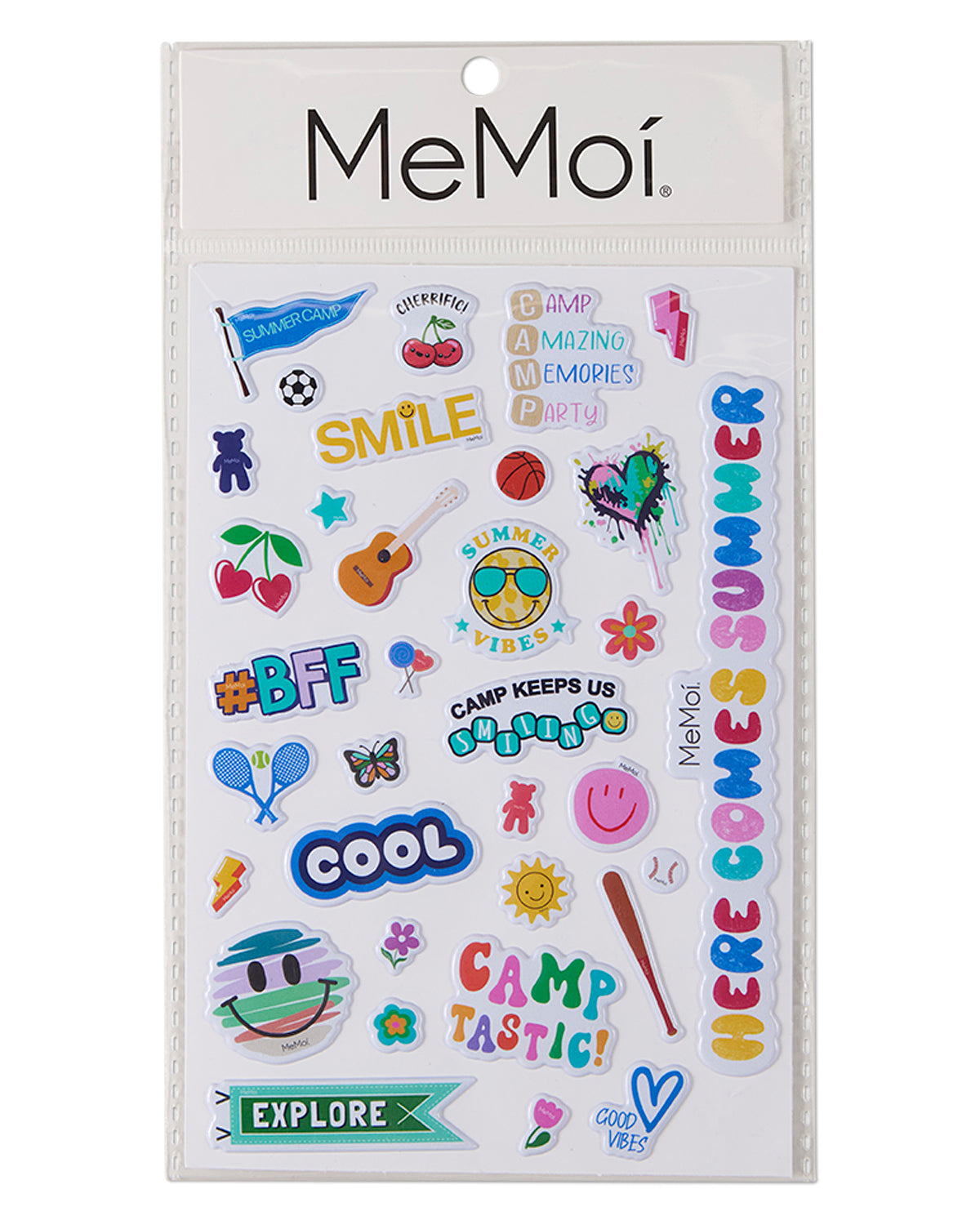 MeMoi 35-Pack Peel-and-Stick Reusable Waterproof Puffy Stickers