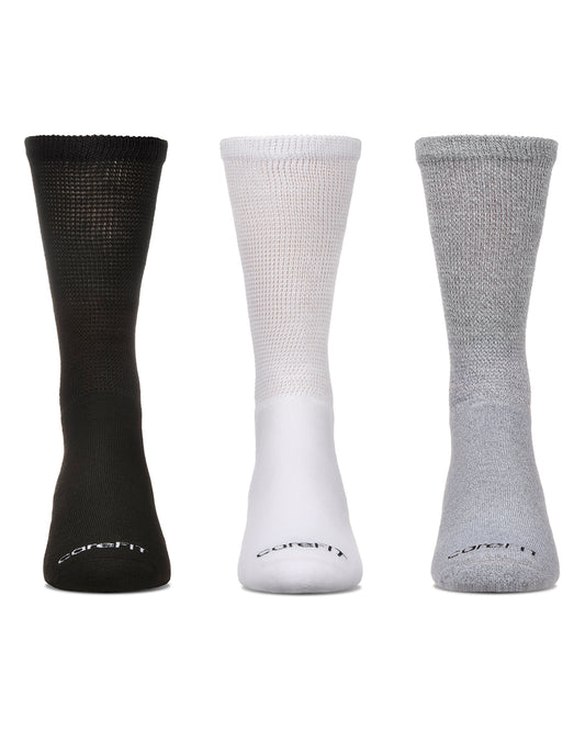 3 Pair Pack Full Cushioned Antimicrobial Diabetic Crew Socks