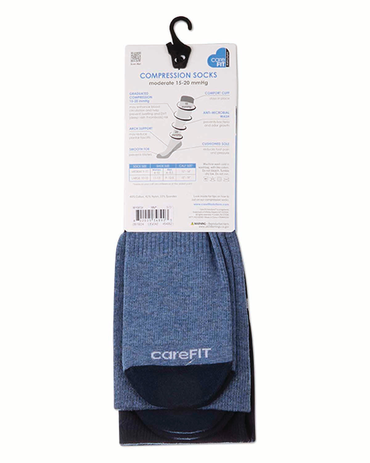 2 Pair Pack Stars Solid Cotton Blend Graduated Compression Socks