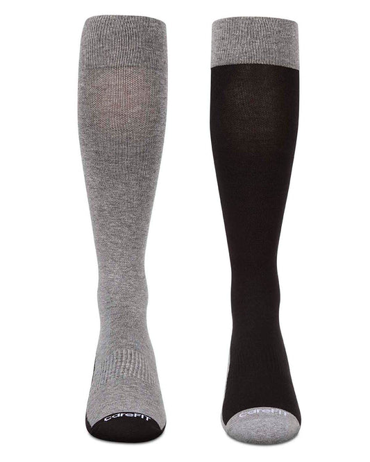 2 Pair Pack Contrast Solid Cotton Blend Graduated Compression Socks