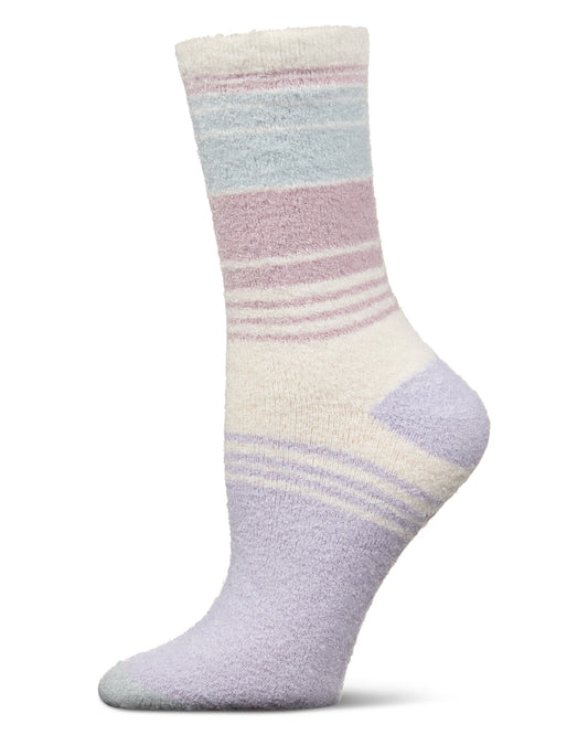 Women's Stripes Aloe Infused Crew Socks : Color: Lilac