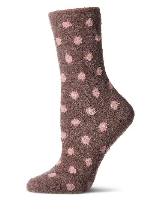 Women's Polka Dot Non-Skid Lavender Infused Crew-Length Cozy Spa Sock : Color: Stone