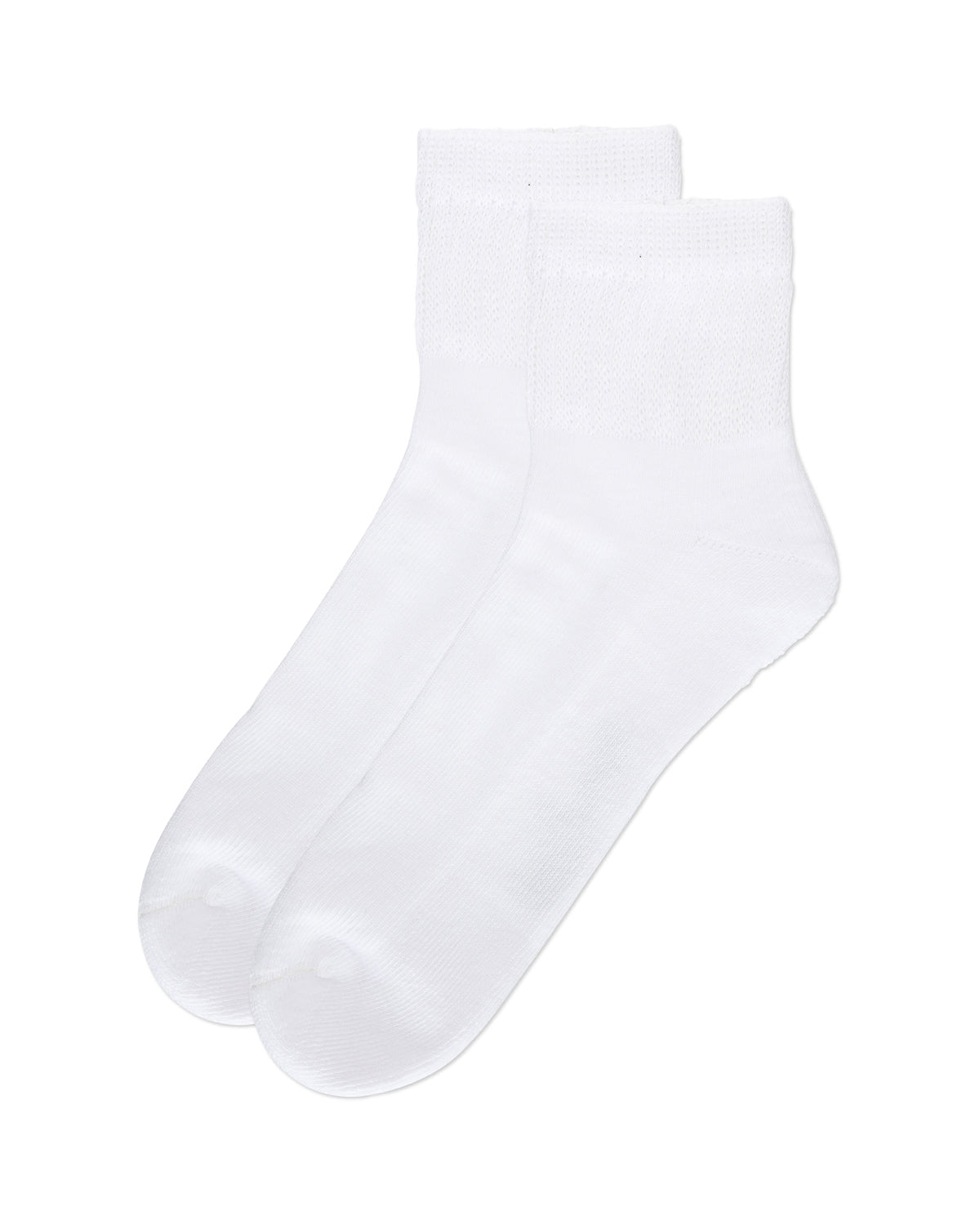 Diabetic Well-Fit White Quarter Socks : Color: White