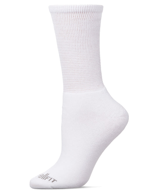 2 Pair Pack Diabetic Full Cushioned Crew Socks : Color: White-White