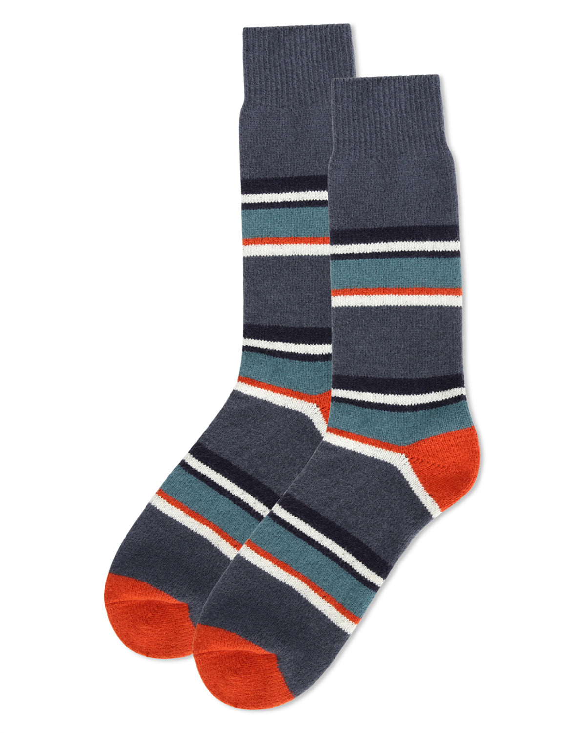 Men's Stripe Buttersoft Cozy Crew Socks : Color: Blue