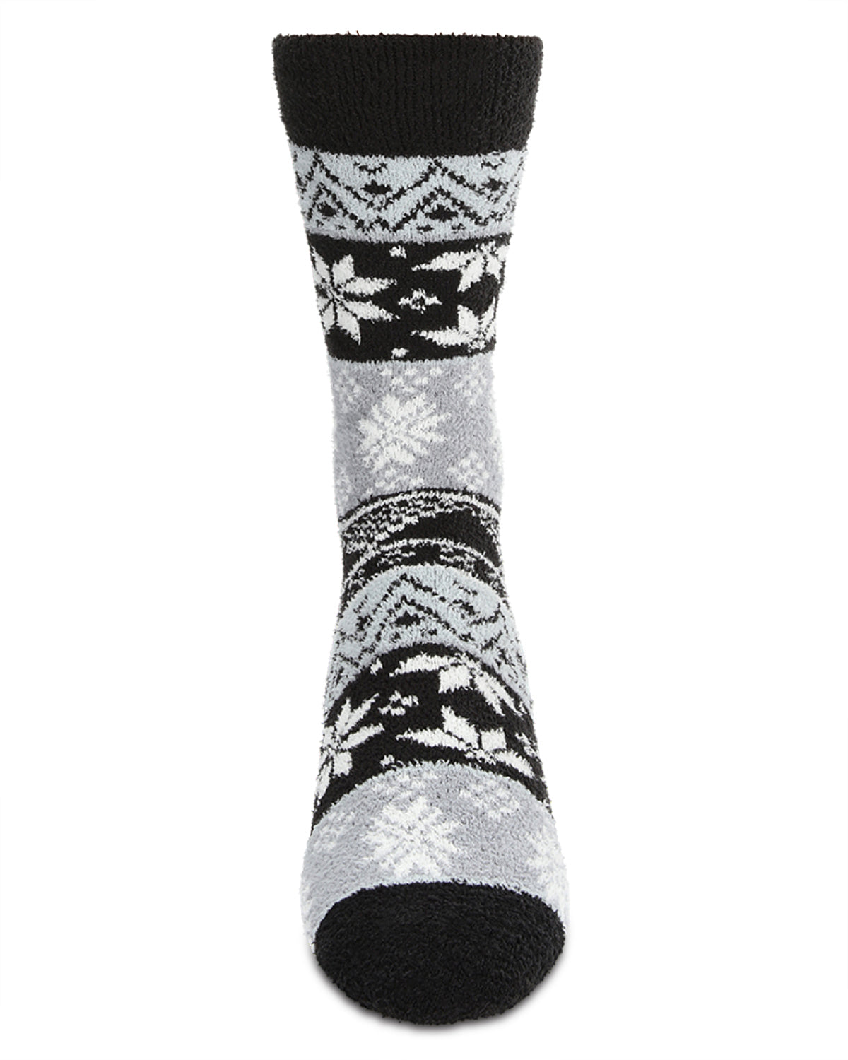 Men's Snowflake Fairisle Super Soft Cozy Crew Socks : Color: Black