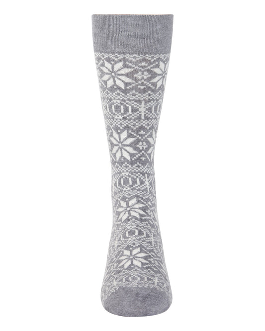 Men's Snowflake Luxuriously Soft Cashmere Blend Crew Socks : Color: Medium Gray Heather