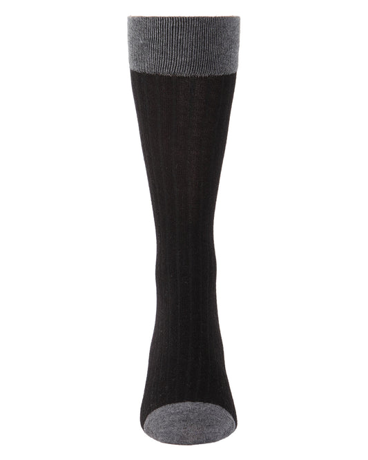 Men's Rib Knit Luxuriously Soft Cashmere Crew Socks : Color: Black