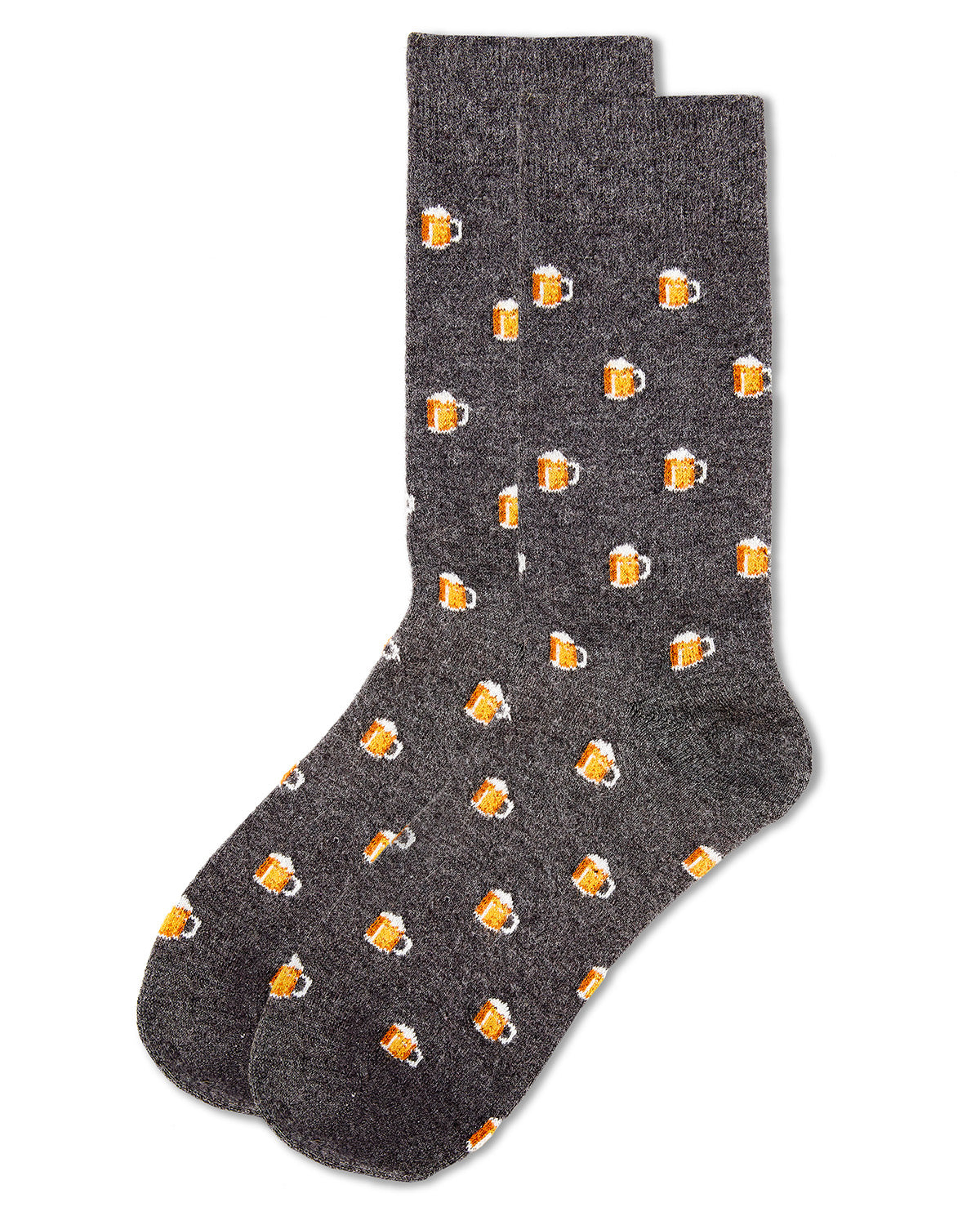 Men's Beer Mugs Luxuriously Soft Cashmere Blend Crew Socks : Color: Dark Gray Heather