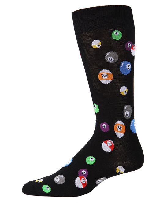 Men's 2 Pair Pack Billiard Ball Bamboo Blend Crew Socks : Color: Black