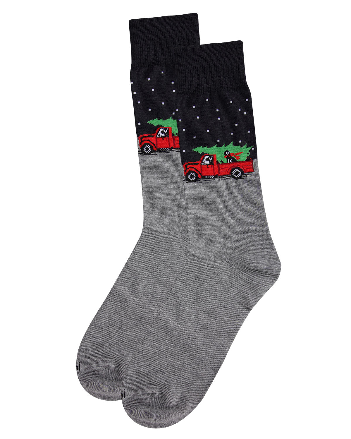 Men's Festive Puppy Pickup Truck Novelty Crew Socks : Color: Tan