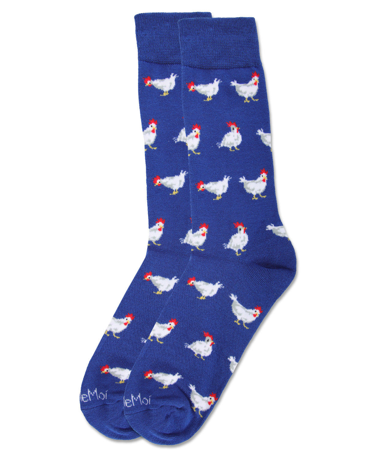 Men's Funny Chicken Pattern Rayon from Bamboo Blend Novelty Crew Sock : Color: Royal Blue