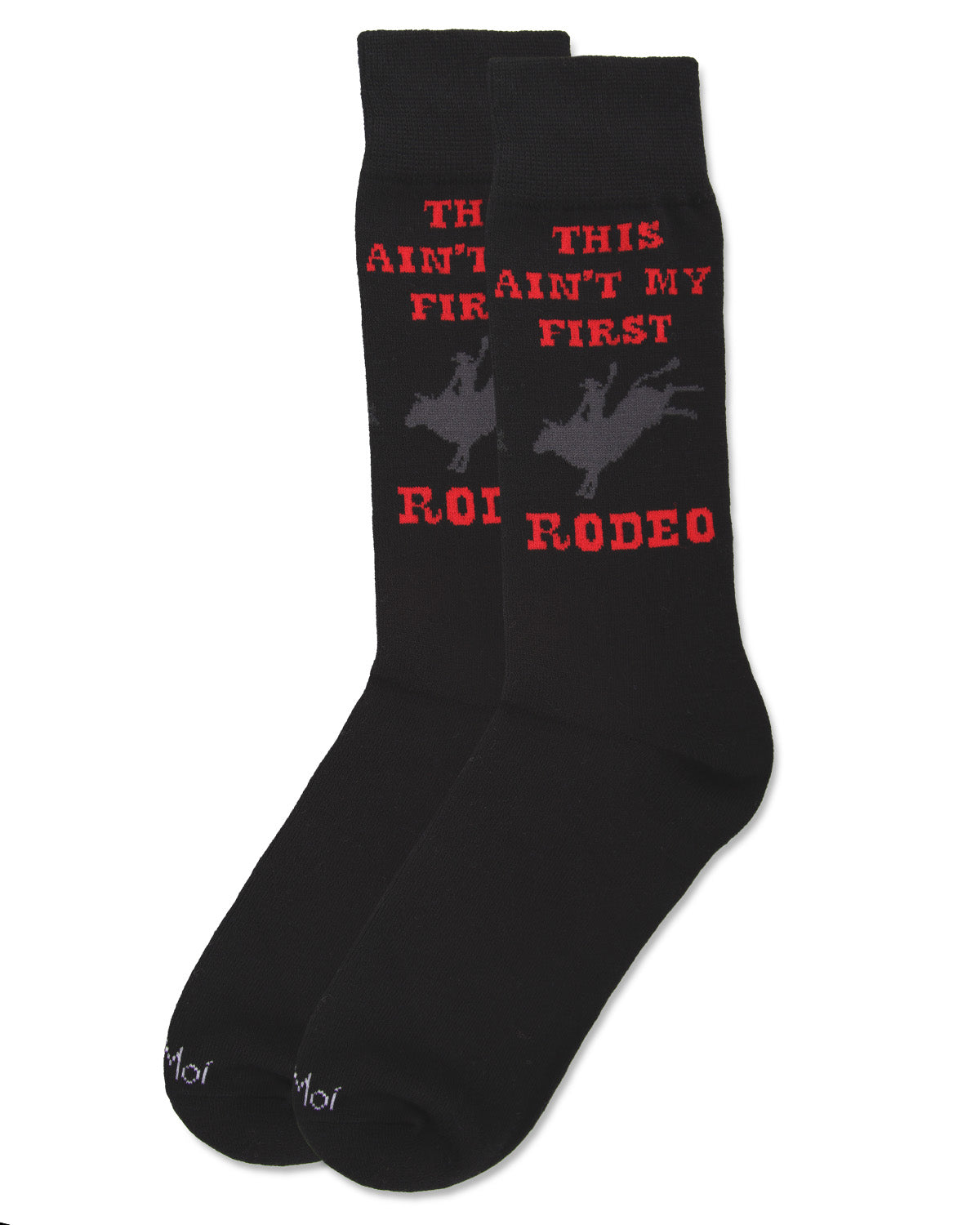 Men's Aint' My First Rodeo Bamboo Blend Novelty Crew Sock : Color: Medium Gray Heather