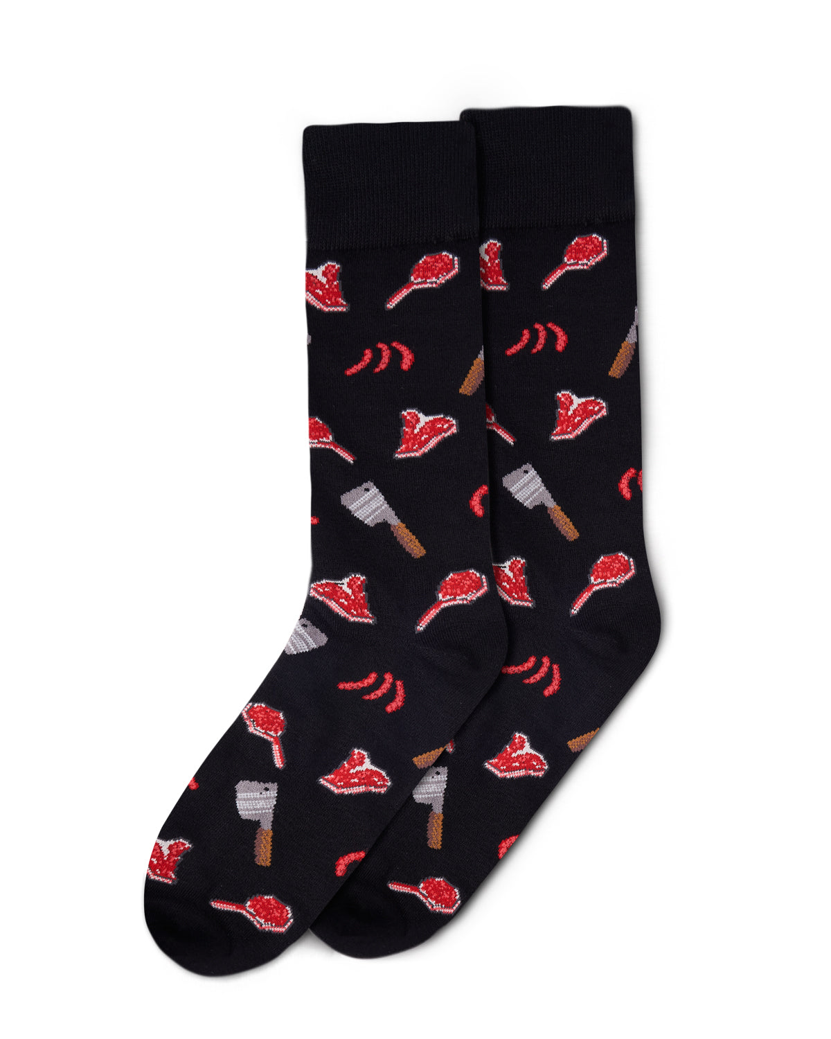 Men's Meat Loving Bamboo Blend Novelty Crew Sock : Color: Black