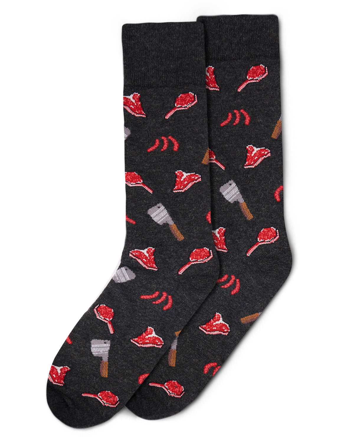Men's Meat Loving Bamboo Blend Novelty Crew Sock : Color: Black