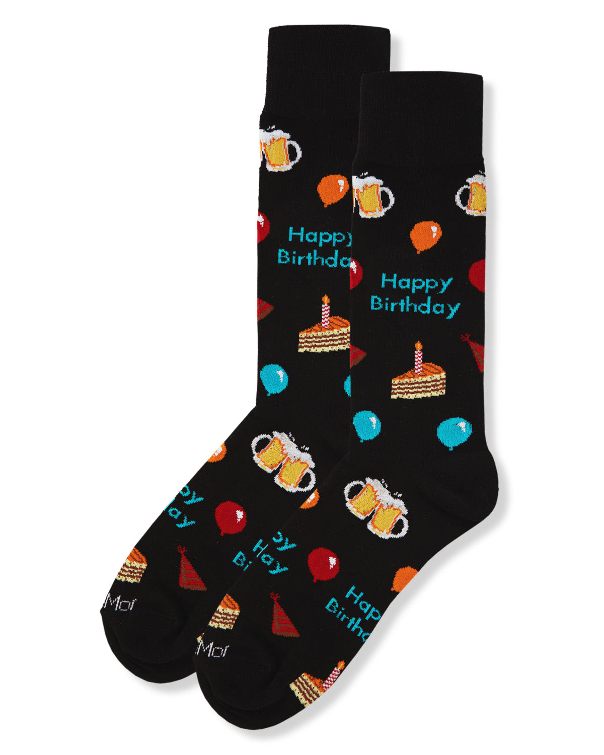 Men's "Happy Birthday" Rayon from Bamboo Blend Novelty Crew Sock : Color: Black