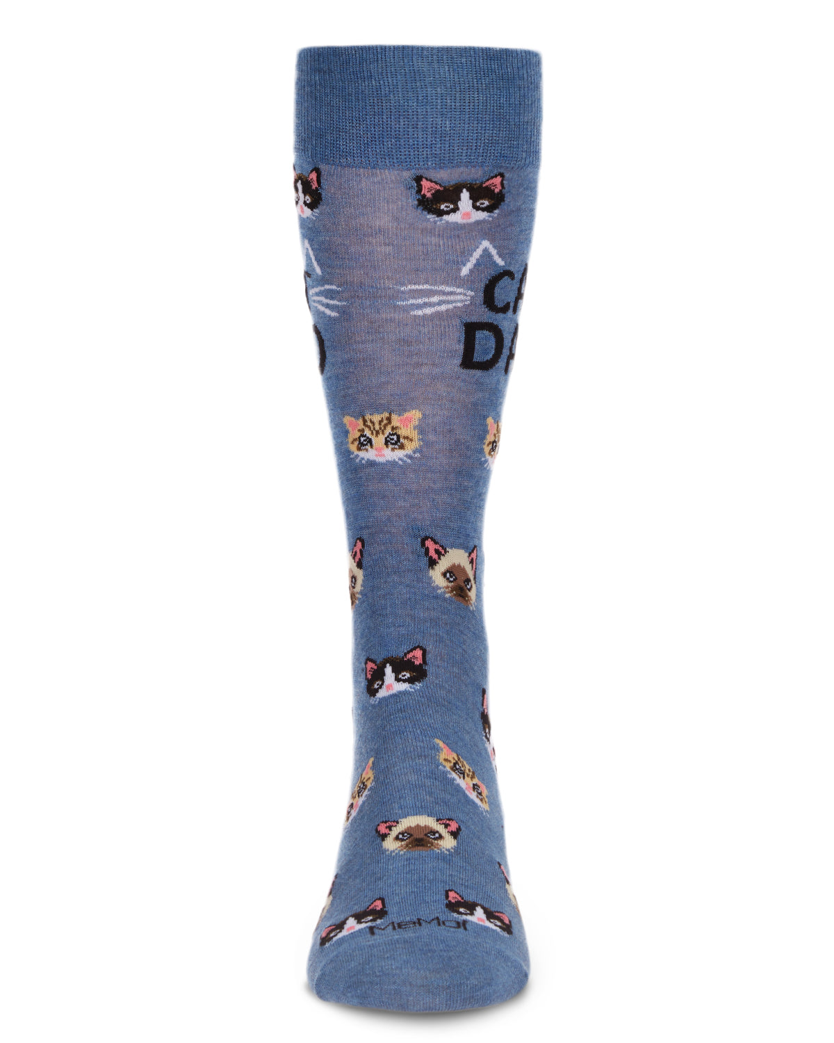 Men's "Cat Dad" Rayon from Bamboo Blend Novelty Crew Sock : Color: Denim Heather