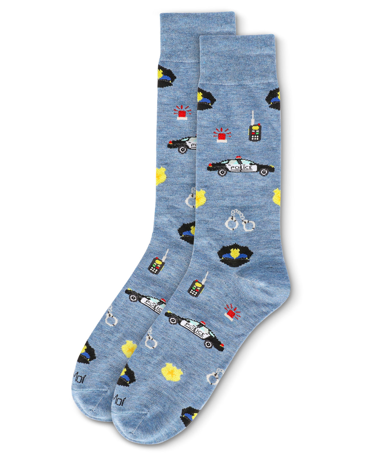 Men's Police Bamboo Crew Socks : Color: Denim Heather