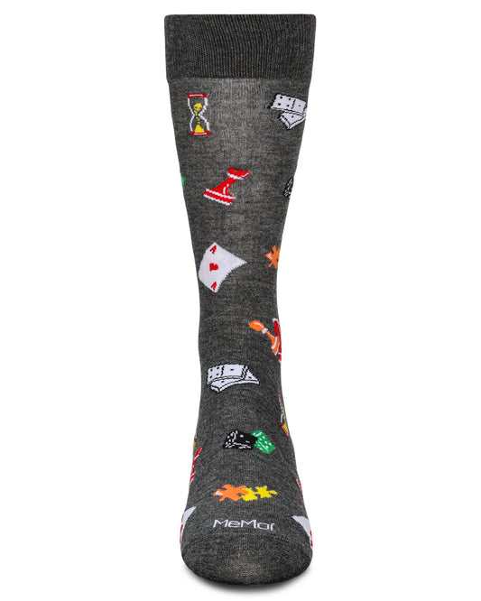 Men's Embroidered Games Bamboo Crew Socks : Color: Dark Gray Heather