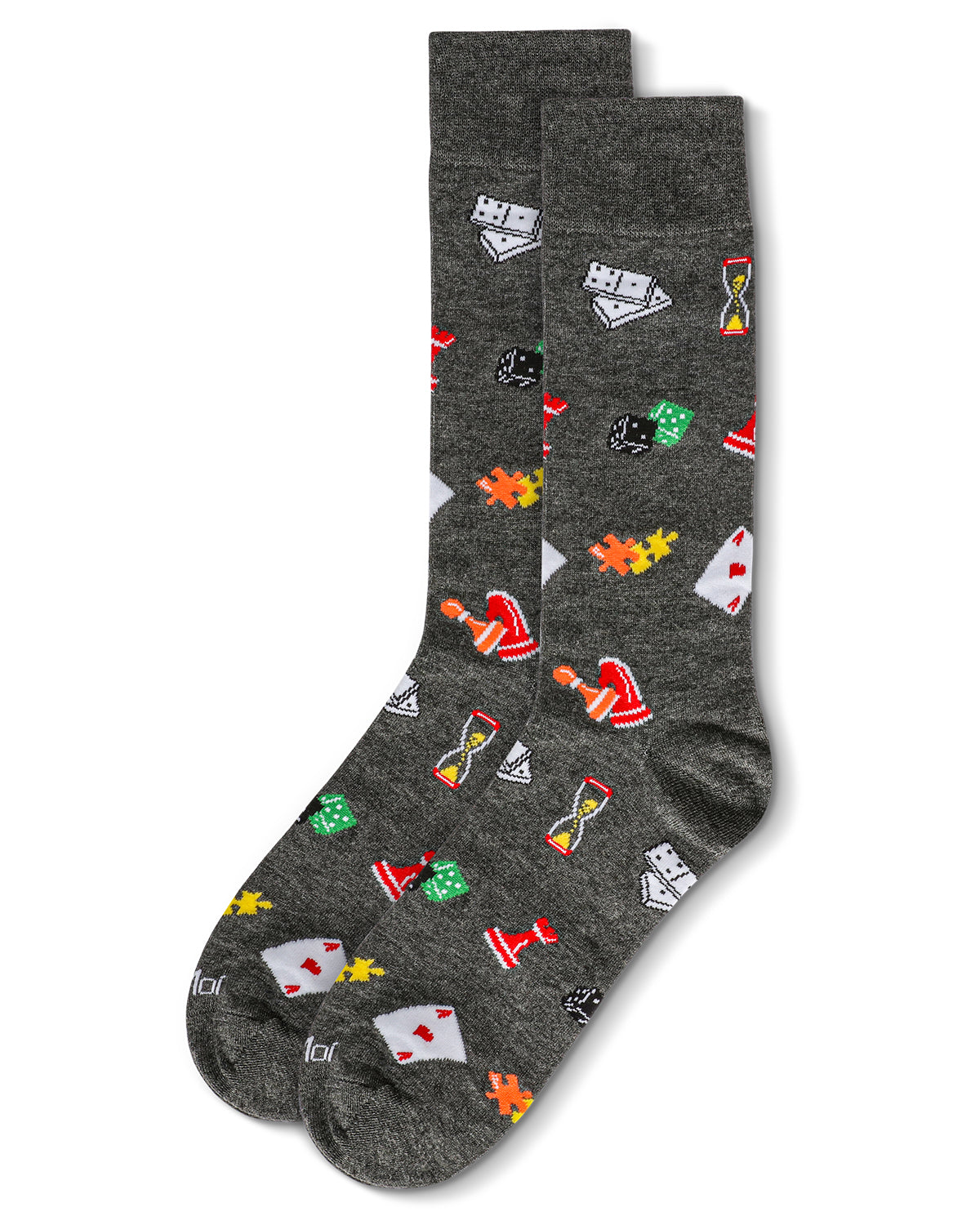 Men's Embroidered Games Bamboo Crew Socks : Color: Dark Gray Heather