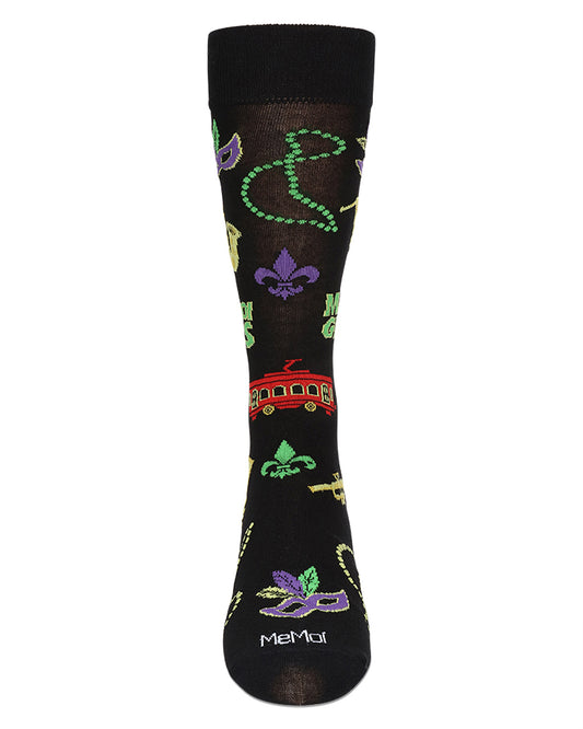 Men's Mardi Gras Bamboo Crew Socks : Color: Black