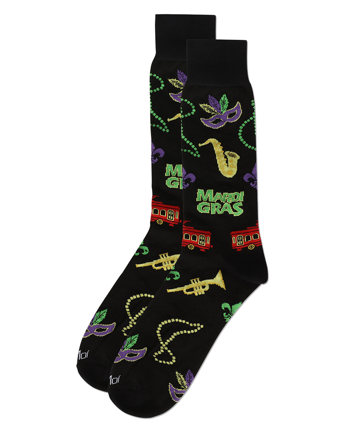 Men's Mardi Gras Bamboo Crew Socks : Color: Black