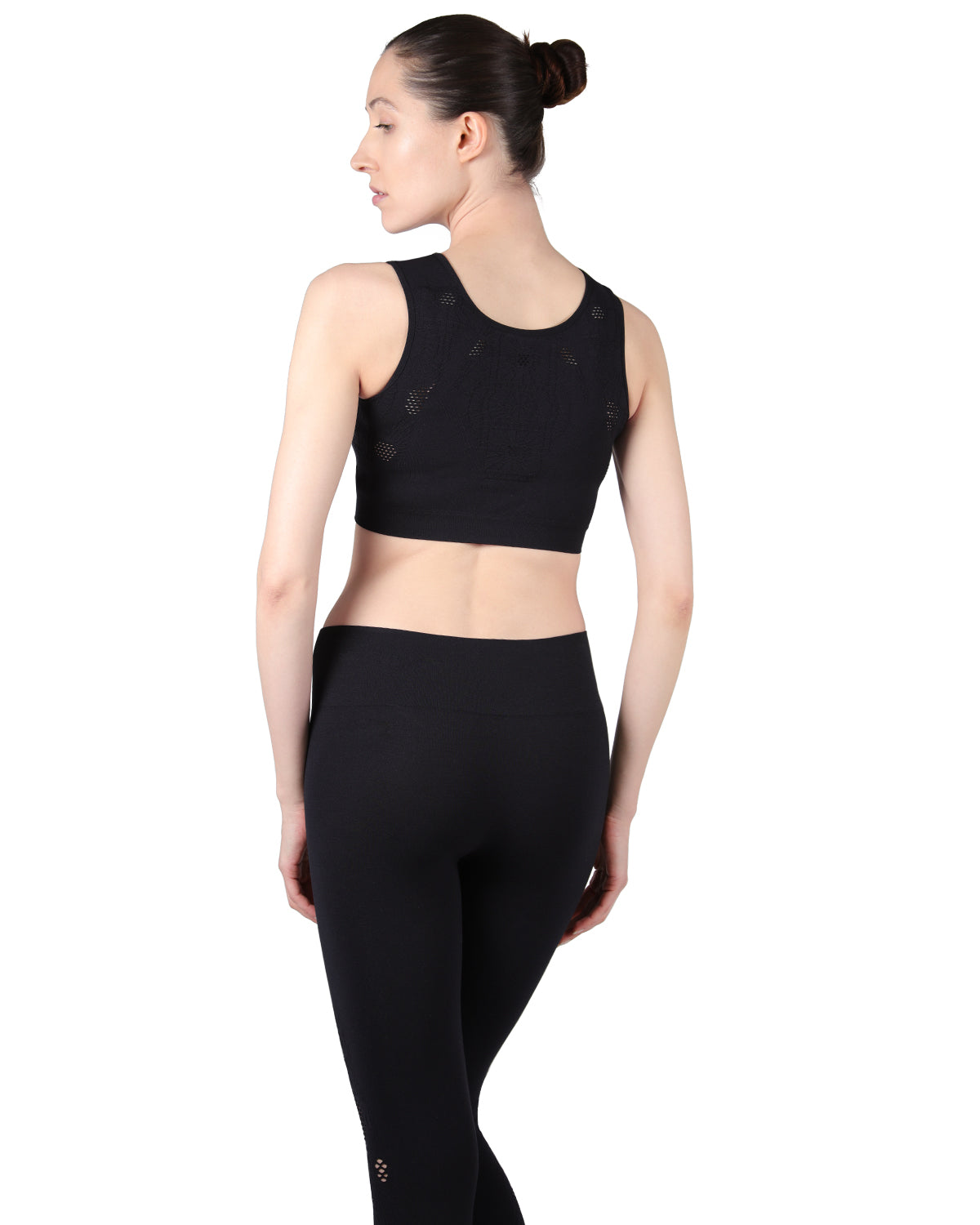 Women's Seamless Moisture Wicking Stretchy Bra Top : Color: Limo Black