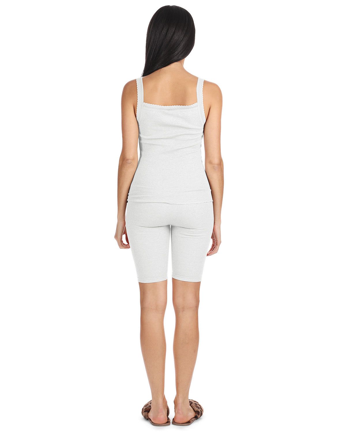Women's Organic Cotton Seamless Ribbed Lace Camisole : Color: White