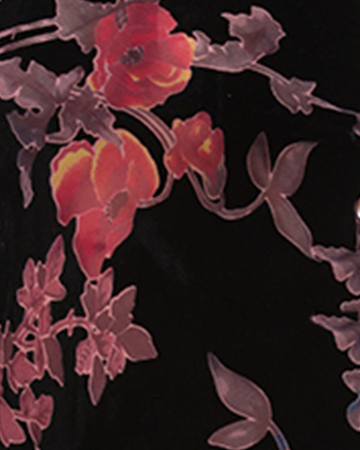 Women's Velvet Burnout Floral Chemise with Satin Trim : Color: Black