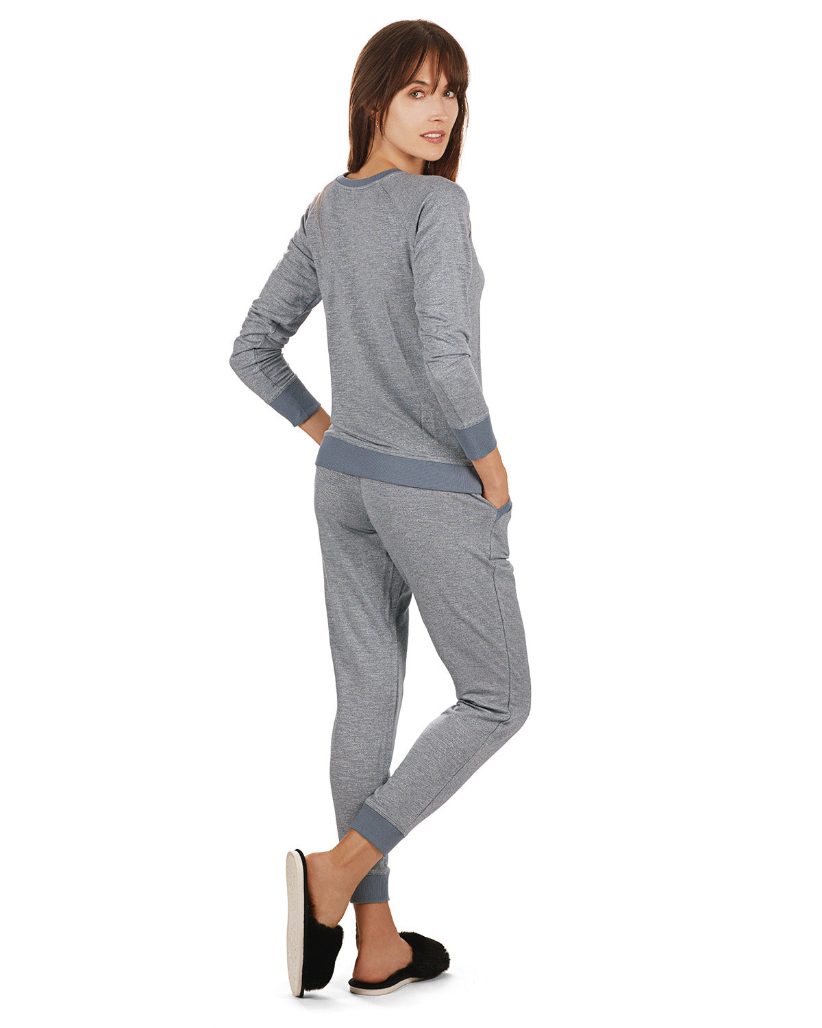 Women's Space Dye Baby Terry Bamboo Blend Jogger Pants : Color: Blue