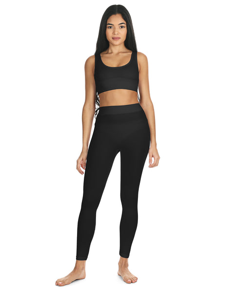 MeMoi Women's Seamless Ribbed Leggings with Wide Waistband Black S at   Women's Clothing store