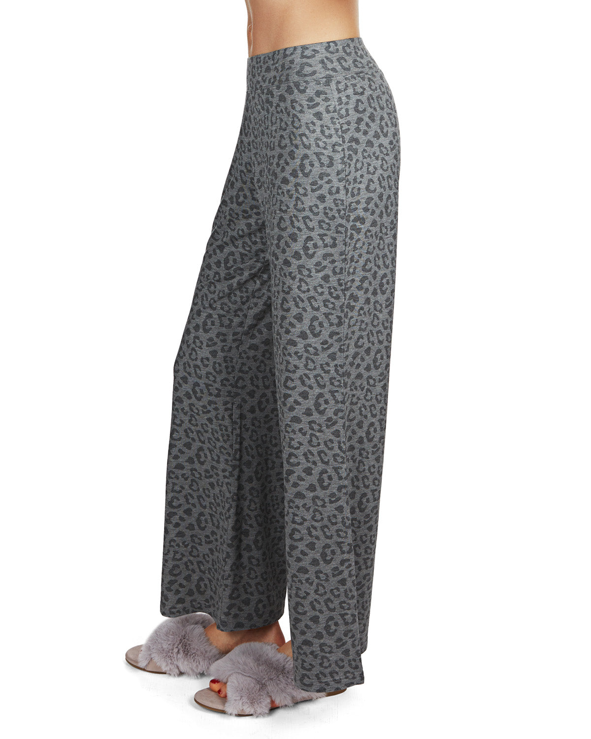 Women's French Terry Cloth Leopard Print Lounge Pants : Color: Gray Heather
