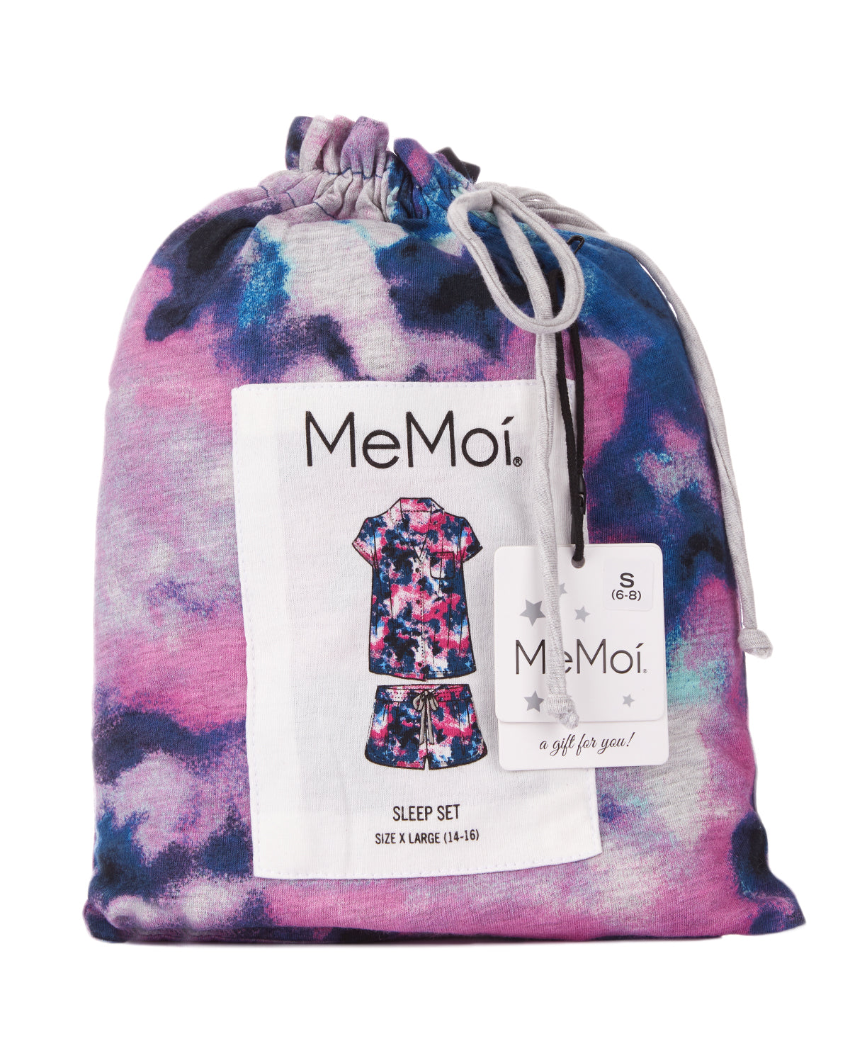 Women's Stardust Tie Dye Notch Collar Cotton Blend Pajama Set : Color: Multi