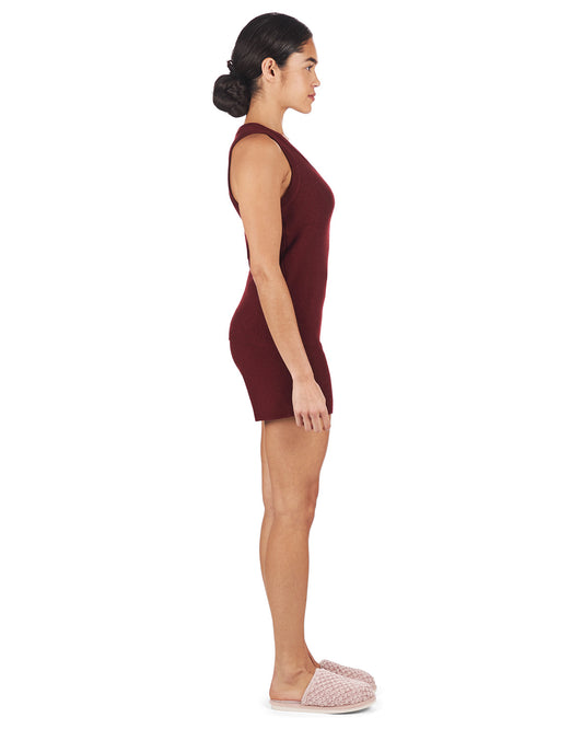 Women's 2 Piece Sweater Knit Tank Top and Shorts Set : Color: Brick