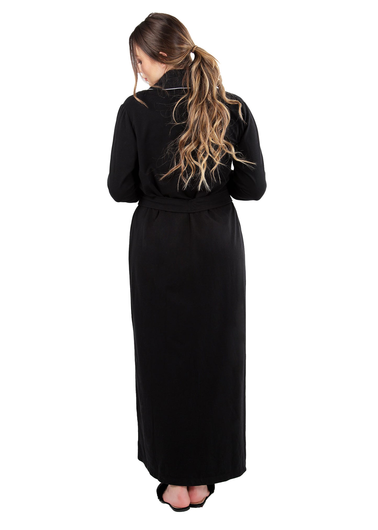 Women's Cotton Blend Heavy Quilted Full-Length Robe : Color: Black